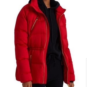 Lauren Ralph Lauren satin down jacket.  NEW. Women's size Medium. Lipstick Red